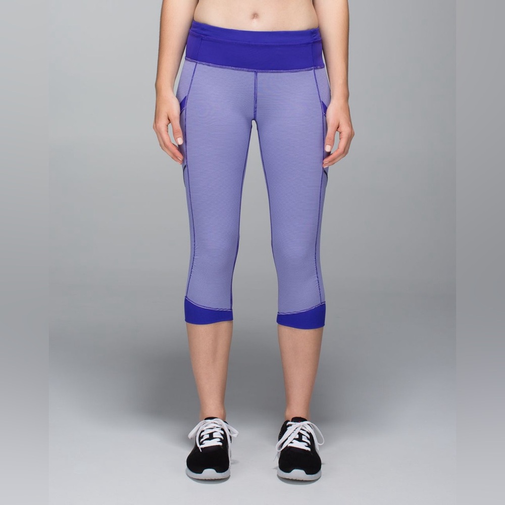Lululemon Run For Fun Crop Wee Stripe Bruised Berry